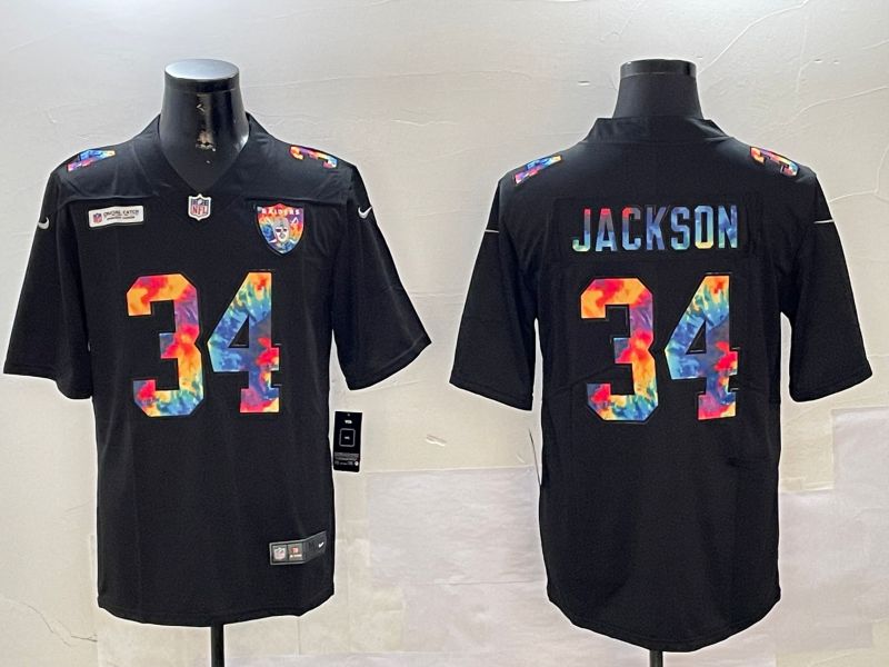 Men Oakland Raiders #34 Jackson Black Rainbow 2024 Nike Limited NFL Jersey style 1->los angeles rams->NFL Jersey